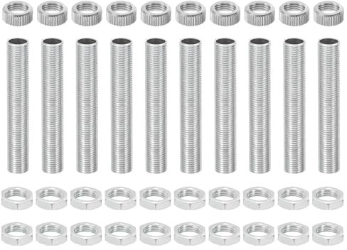 sourcing map Kit de accesorios de lámpara G4, conector de rosca M10 x 60 mm con tuercas hexagonales, tapas de enchufe para enchufe de bombilla G4, paquete de 10
