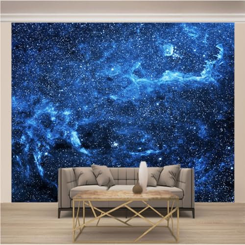 Papier Peint Panoramique Trompe l'oeil 3d Chambre Adulte Enfants Art Papier Peint Intissé Mural Moderne Toison Salon Chambre à Coucherr Salle L 200cm x 140cm (Largeur x Hauteur) Nuit Etoilée Bleue