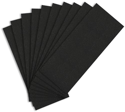 Sandphyrre Juego de 10 hojas de papel de lija grueso de grano 80, papel de lija húmedo y seco para madera, paredes, vidrio, plástico y lijado de pintura de coche, 9 x 3.6 pulgadas