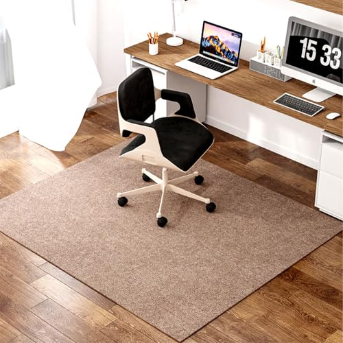 EXZFW Bodenschutzmatte Teppich, Unterlage Schreibtischstuhl, BüRostuhl Unterlage, Teppich FüR BüRostuhl, BüRostuhlmatte, Bodenschutzmatte BüRostuhl Schreibtischstuhl Unterlage,Beigebraun,100x120cm