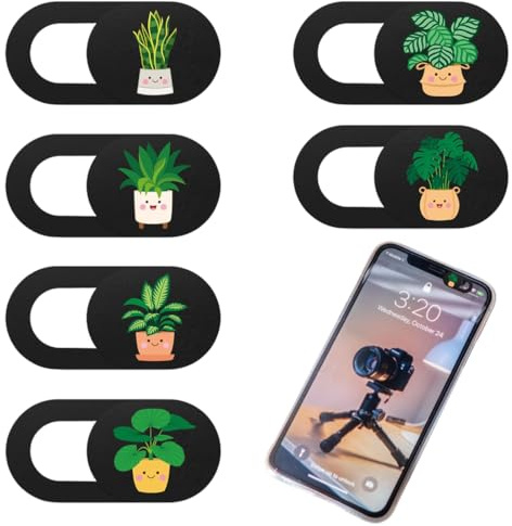 BEPSYOM 6 Pezzi Set Copri Webcam Ultrasottile con Motivo Vegetale per Protezione della Privacy - Accessori per Laptop, PC, MacBook e Smartphone