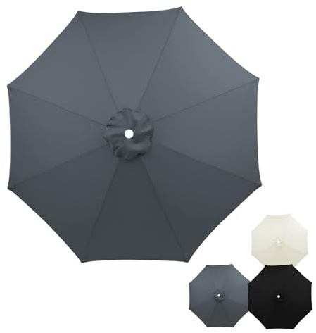 Copertura di ricambio per ombrellone, Accessori Per Ombrellone Da Giardino, Telo Di Ricambio Per Ombrellone Da Spiaggia 200cm-350cm (Grey,300cm-6Ribs)