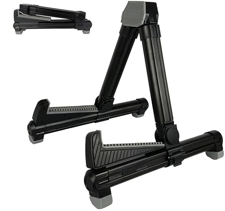 AtAstra Adjustable, Folding Guitar Stand for Acoustic, Classical, Electric Guitars, Bass, Ukulele, Banjo (Black)