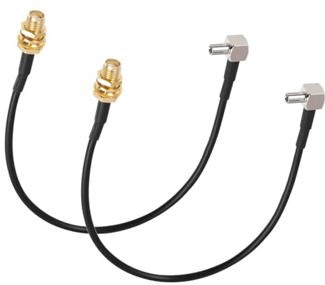 Jecdfs SMA till TS9 antennadapterkabel, 15 cm RG174 Pigtail, 2 stycken, högervinkelkontakt för 4G LTE, UMTS, GSM, kompatibel med Netgear AC785 och Huawei Modems