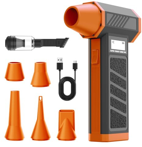 Anluomania Soffiatore Aria Compressa & Aspirapolvere 2 in 1, Aria Compressa Elettrico Air Duster 130000RPM, Elettrico Rimuovi Polvere Aria Compressa con 4 Velocità, Luce LED, per computer, casa e auto