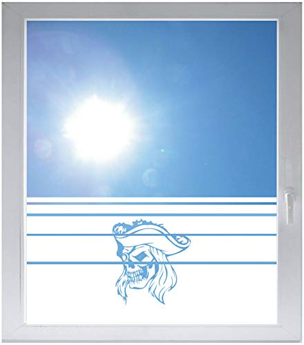 INDIGOS UG Sichtschutzfolie Glasdekorfolie Fensterfolie mit Motiv satiniert Blickdicht - w934 blutigen Piraten - 1200 mm Länge - 500 mm Höhe Streifen - selbstklebend - matt