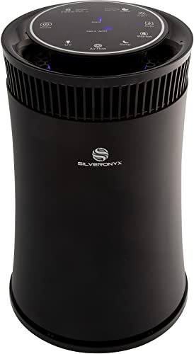 SilverOnyx - Purificador de aire doméstico con filtro HEPA H13 original, luz UV, monitor la calidad del control alérgenos, pelo mascotas, polvo, elimina los olores, silencioso. Para espacios hasta