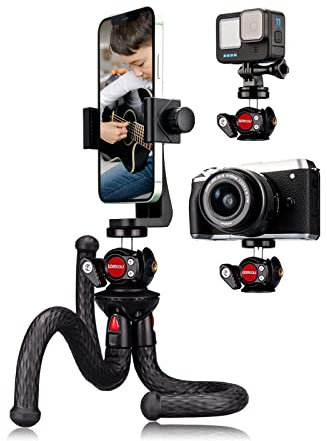 Lammcou Treppiede Smartphone, Flessibile Treppiede Fotocamera Gorilla Pod da Viaggio Portatile Tavolo Tripode con testa a sfera completamente girevole & XL Cavalletto per Smartphone, Mini Tripod