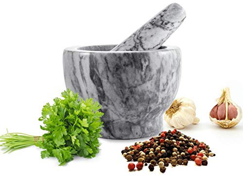 Sendez Mörser mit Stössel 2,3 kg aus Marmor Ø13 Schlegel Zerkleinerer Gewürzmörser