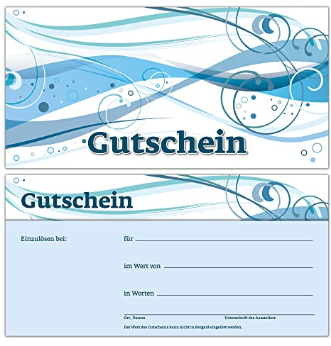 50 Gutscheine Gutscheinkarten Geschenkgutscheine – edel neutral Blautöne