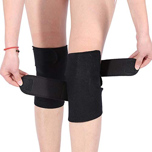 1 par de mangas hasta la rodilla, turmalina ajustable auto-calentamiento terapia magnética rodilla cinturón de protección rodillera correa soporte artrosis soporte soporte rótula estabilizador apoyo