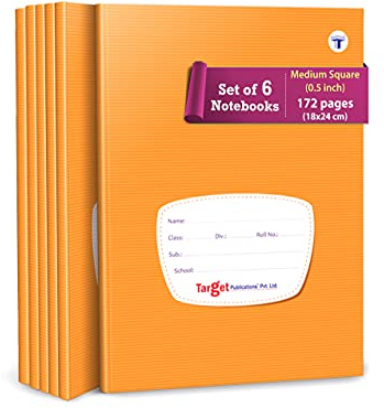 TARGET PUBLICATIONS Medium fyrkantiga anteckningsböcker (172 sidor) | Mjukt brunt omslag | 17,8 cm x 24,1 cm ungefär | träningsböcker för små matematik (fyrkant - 5 tum) | GSM 57