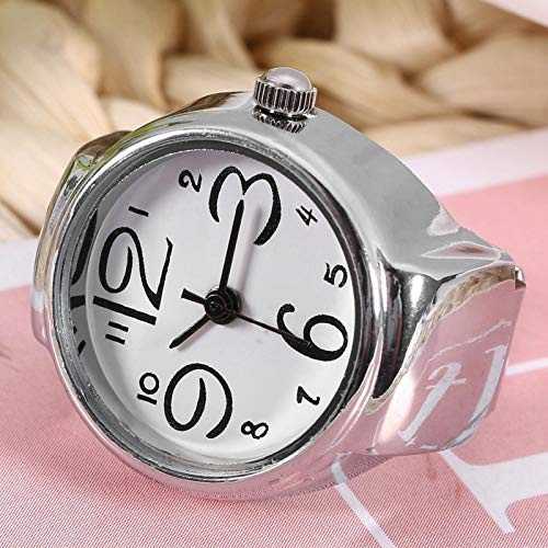 DAUERHAFT Reloj de Acero Inoxidable Reloj de Anillo Reloj de Anillo Especial Reloj de Anillo de Cuarzo Adecuado para Diferentes Ocasiones Regalos para Amigos(White)