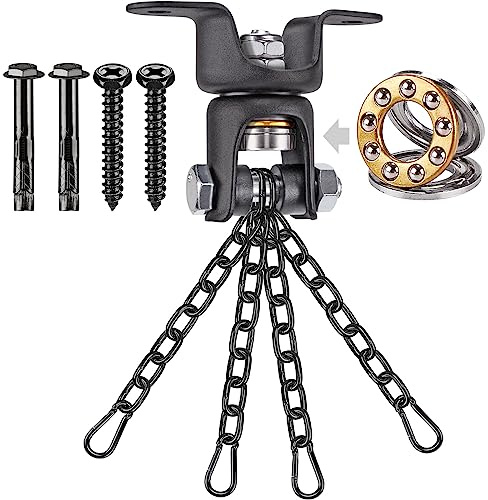 BeneLabel Celing Hanger 360° Swivel Hammock Swing Hanging Hardware Bearing 4 Black Chains Plastic Bracket 4 Carabiner Set for Indoor Outdoor Playground Chair Yoga Rope Punching Bags, 272.2 kg