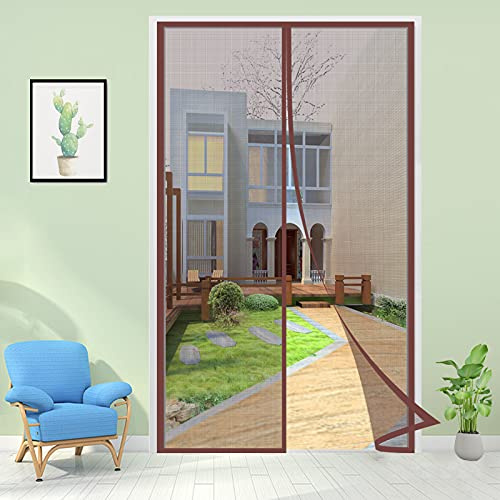 Cortina Mosquitera Magnética para Puertas, Cortina de Protección Contra Insectos para la Puerta Balcón Sala de Estar Fácil de Instalar-Brown|| 135x200cm(53x78inch)