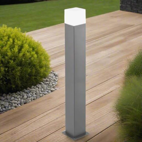 CGC Lighting Dark Grey Anthracite Square Cube Post Bollard Outdoor Outside Light Pathway Driveway Garden Entrance Monochrome Modern (Large Post Light)