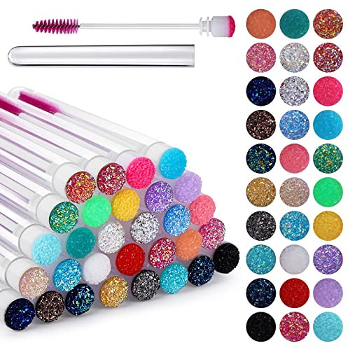 Sibba Lot de 30 Pinceaux à Cils Spoolies Applicateurs de Mascara Pinceaux pour Extensions de Cils Tubes de Diamant Fournitures de Maquillage