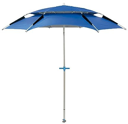 Pincho Sombrilla playa grande Ø200 cm, antiviento hasta 35km/h, protección uv 50, materiales de calidad, tubo de aluminio, 8 varillas de fibra de vidrio, palo reclinable, incluye bolsa de transporte