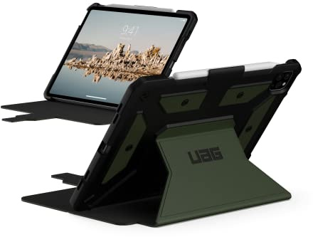 Urban Armor Gear Metropolis SE Case für Apple iPad Air 10.9 Hülle (5. Gen. 2022 / 4. Gen. 2020) / iPad Pro 11 (2021) [Apple Pencil 2 kompatibel, Sturzfest, Wake/Sleep, Standfunktion] olive
