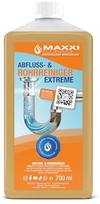 Maxxi Clean | Rohrreiniger, Abflussreiniger Abflussfrei EXTRA STARK | 700 ml mit bis zu 15 Anwendungen je Flasche | Beseitig effektiv Verstopfungen & Haare | Made in Germany