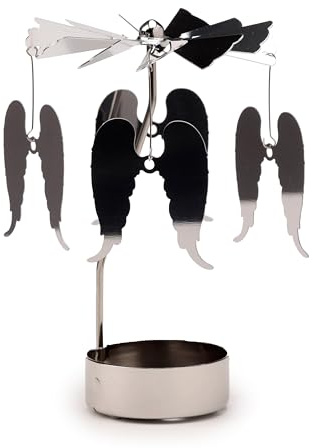 Puckator Engelsflügel drehbares Karussell drehender Teelichthalter – Wohnzimmer-Accessoires – Engel-Thema – Heimdekoration – Ornamente – Kerzenhalter – Tischdekoration