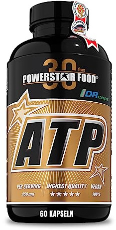 Powerstar ATP Caps 60 Kapseln mit je 450mg ATP - hochdosiert & vegan | hohe Bioverfügbarkeit und magensaftresistent - Deutsche Herstellung - für Fitness und Energie anspruchsvoller Athleten