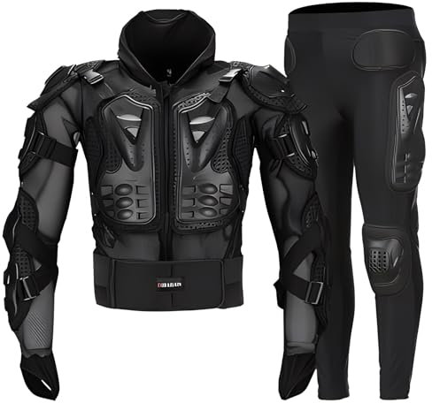 Armadura de motocicleta Protección de motocross Chaqueta deportiva de motocicleta profesional for adultos Traje de columna vertebral Conjunto de armadura corporal de motociclista + Pantalones de motoc