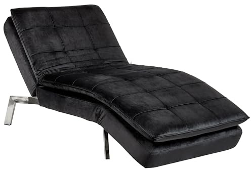 Beliani Moderne, verstellbare Chaiselongue Schwarz Bezug aus Samtstoff Récamiere Loiret