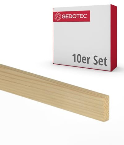 Gedotec Holzleisten - Holzbretter zum bauen Bastelklötzchen 100 cm lang | 10 Stück 13 x 19 mm | BASIC | vielseitiges Holz zum Basteln von verschiedenen Objekten - für Fensterbank Verkleidung innen