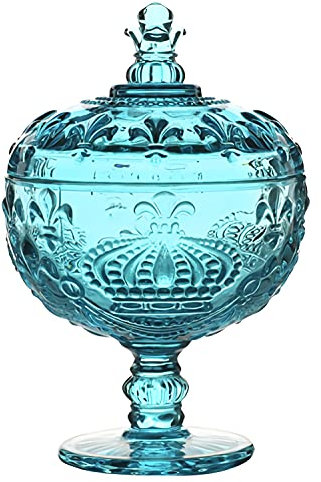 BgnEhRfL Sucrier avec Couvercle sucrier sucrier en Verre Cristal à Relief tridimensionnel rétro européen avec Couvercle, Pot d'assaisonnement de Bonbons Polyvalent, 13,5 oz