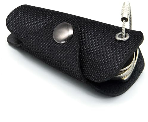 GUGGIARI® Kompakter Schlüsselhalter aus Leder PU und Jacquard-Gewebe, Schlüsselbund für Männer und Frauen, Schlüsselanhänger mit italienischem Design