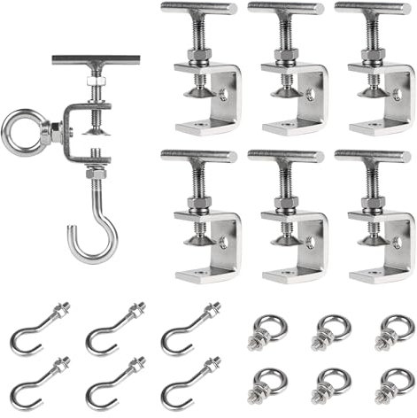 EXLECO 6 Pezzi Morsetto a C Resistenti, 30mm Morsetti da Falegname Acciaio Inox Morsetti a Vite Morsetto di Fissaggio per Lavori in Legno, Saldatura, Carpenteria, 0-25 mm Aperture Regolabili