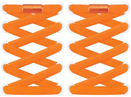 RJ-Sport 2 Paar flache Schnürsenkel ohne Binden | Elastische Schnürsenkel mit Schnellverschluss für einzigartigen Komfort & starken Halt mit langlebigen Metallkapseln