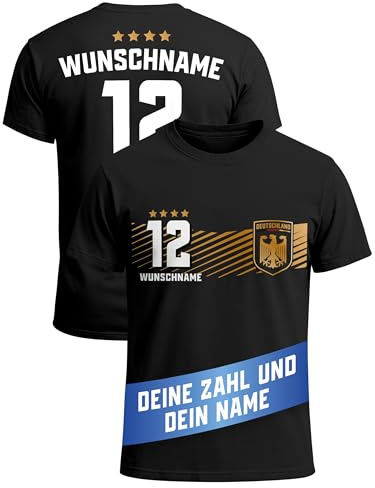 MoonWorks® Herren T-Shirt Deutschland Trikot WM Fußball-Sommer 2026 Fußball personalisiert Fanshirt Deutschlandshirt