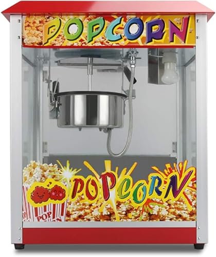 Electric Popcorn Machine, 1360w Commercial Popcorn Maker Tempered Glass Cover and Non-Stick Coating for Heat Preservation Lighting, Large Capacity Popcorn Machine