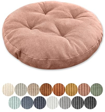 Lsjoaw Sitzkissen Rund 40cm Dicke 6cm 1 Stück Bodenkissen Rund Sitzpolster Stuhlauflage Sitzpolster Stuhlkissen Polster Auflage für Wohnzimmer Büro Konferenzraum Cordstoff （Rosa）