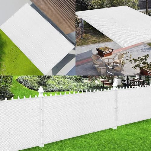 Voile d'ombrage 1.8 x 2.4 m 95% UV Protection Rideau de Soleil Filet Dombrage avec Oeillets et Cordons Brise Vent pour Terrasse Jardin Balcon Camping, Blanc