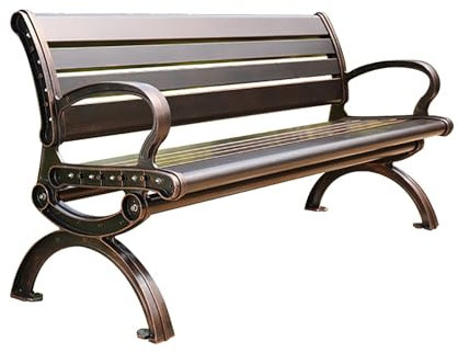 zxhrybh Gartenbank, Sitzbank Garten mit Rückenlehne aus Aluminiumguss, Sitzbank Outdoor mit Lattensitz, für Familien und Freizeitbereiche(59in/150cm)