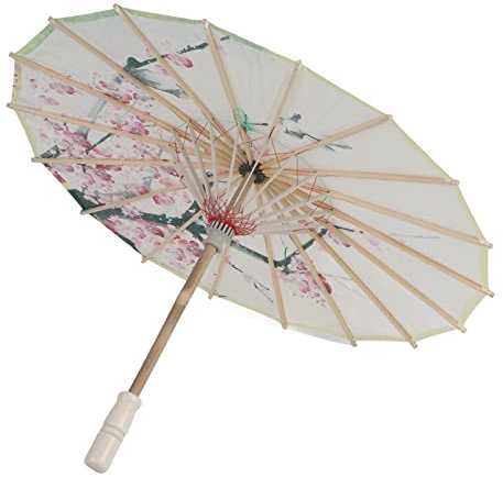 Grcfumo Parapluie en papier huilé fait à la main, accessoires de danse de peinture classique d'art chinois, parasol élégant en fleur de prunier pour la décoration de costumes de