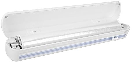 Organizer per pellicole plastiche, taglierina per pellicole salvafreschezza, ventosa, contenitore per tagliere, contenitore regolabile