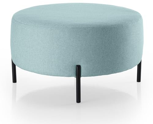 Deshome Fußhocker rund 80 cm Stoff Wasserabweisend: Sitzsack Sofa Wohnzimmer Schlafzimmer Sitzsack Wohnzimmer Gea Türkis Pastell Eisenfuß