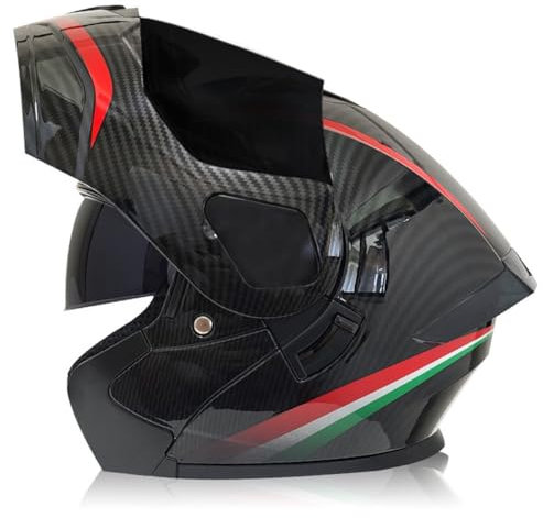 Motorradhelm Klapphelm Integralhelm Racing Helm Für Damen Herren Mit Doppelvisier Motorrad Vollvisierhelm Sturzhelm DOT/ECE-Zugelassen Modularer Motocross Helm 4,XXL:63-64CM