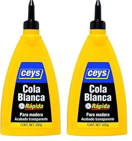 Ceys - Cola blanca rápida para madera - Acabado transparente - 500 G (Paquete de 2)
