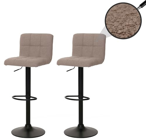 Mendler 2er-Set Barhocker HWC-G87 Stoff Boucle (450g/m²) FSC® - Taupe