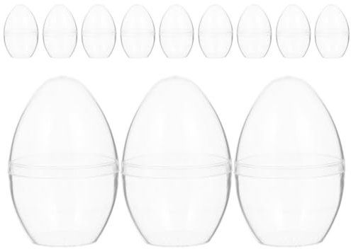 Cabilock 12pezzi Uova di Plastica Trasparente Riempibile Uova di Pasqua Fondo Piatto per Caramelle e Piccoli Regali Decorazioni Fai da Te per Feste di Pasqua e Natale