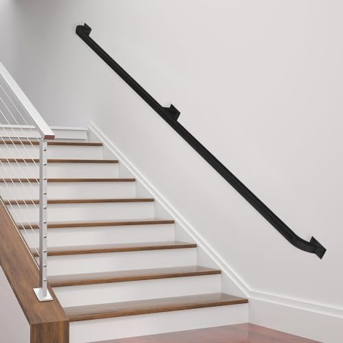 Pasamanos de metal para escaleras, barandilla de escalera de decoración moderna para el hogar, soporte de pared con soportes de hierro forjado, kit de barandilla de seguridad para interiores