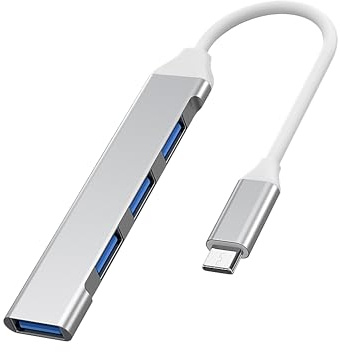 PremiumCord SuperSpeed USB-C Hub mit 4X USB A, 5Gbps, ​​3.2 Gen1 Typ C Stecker, Plug & Play, Hot-Swap, Aluminiumgehäuse, 10 cm