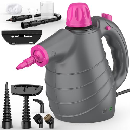 Pulitore a vapore portatile con 10 accessori 1050 W 3,5 bar pressione vapore 3 minuti tempo di riscaldamento 450 ml Steam Cleaner Handheld, pulitore a vapore per pavimenti, mobili imbottiti, finestre