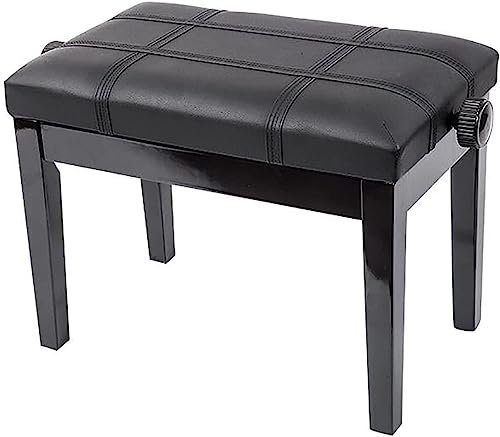 BXSUKEYOU Klavierhocker für Familienbankette, Frisiertischhocker, Klavierbank für Künstler aus Leder, Solo-Klavierhocker mit Beinen aus Massivholz und gepolstertem Kissen, 55 x 34 x 47–57 cm, 10 cm