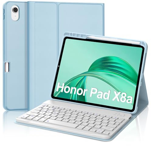 IVEOPPE Keyboard Case for Honor Pad X8a 11 inch 2024- UK Layout Keyboard for Honor Pad X8a Tablet, Cover with Bluetooth Magnetic Detachable Keypad, Blue